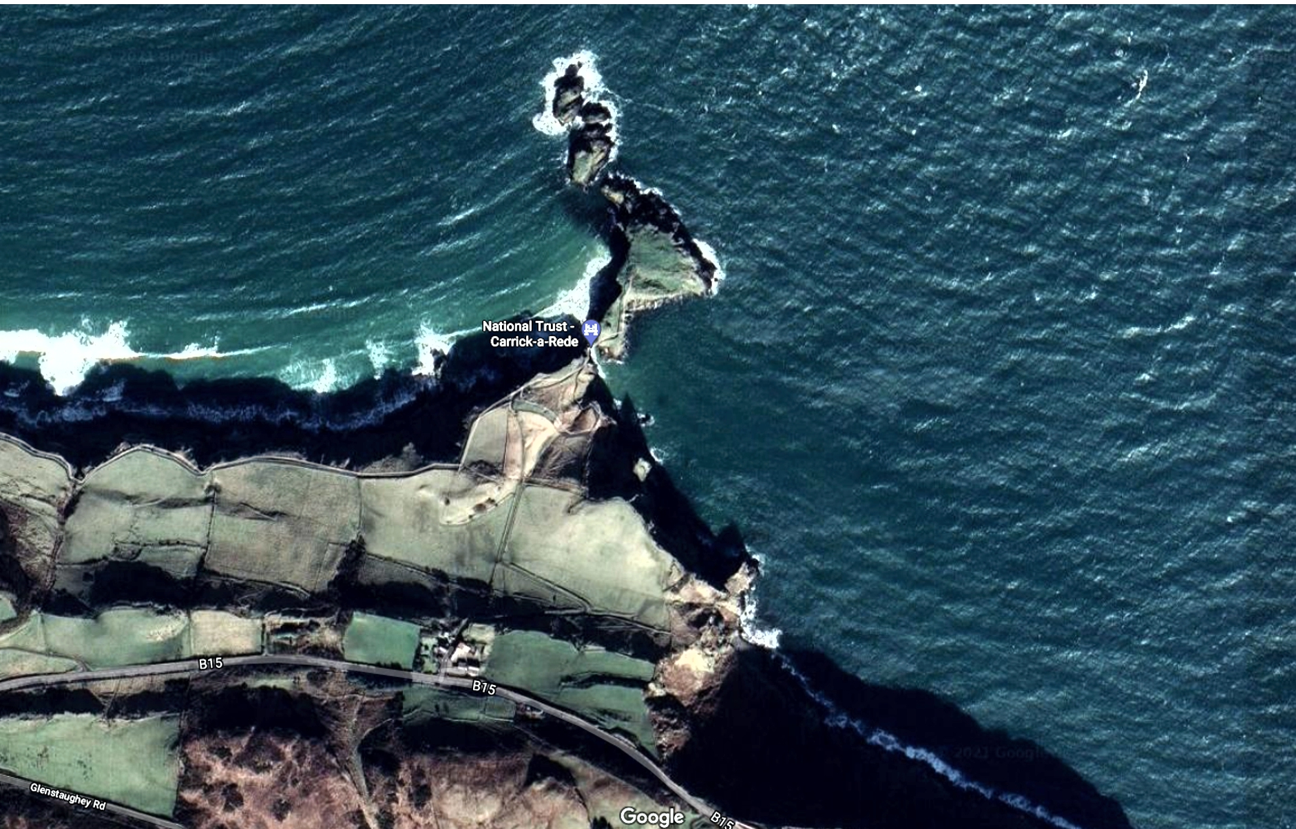 Carrick a rede rope bridge ariel view